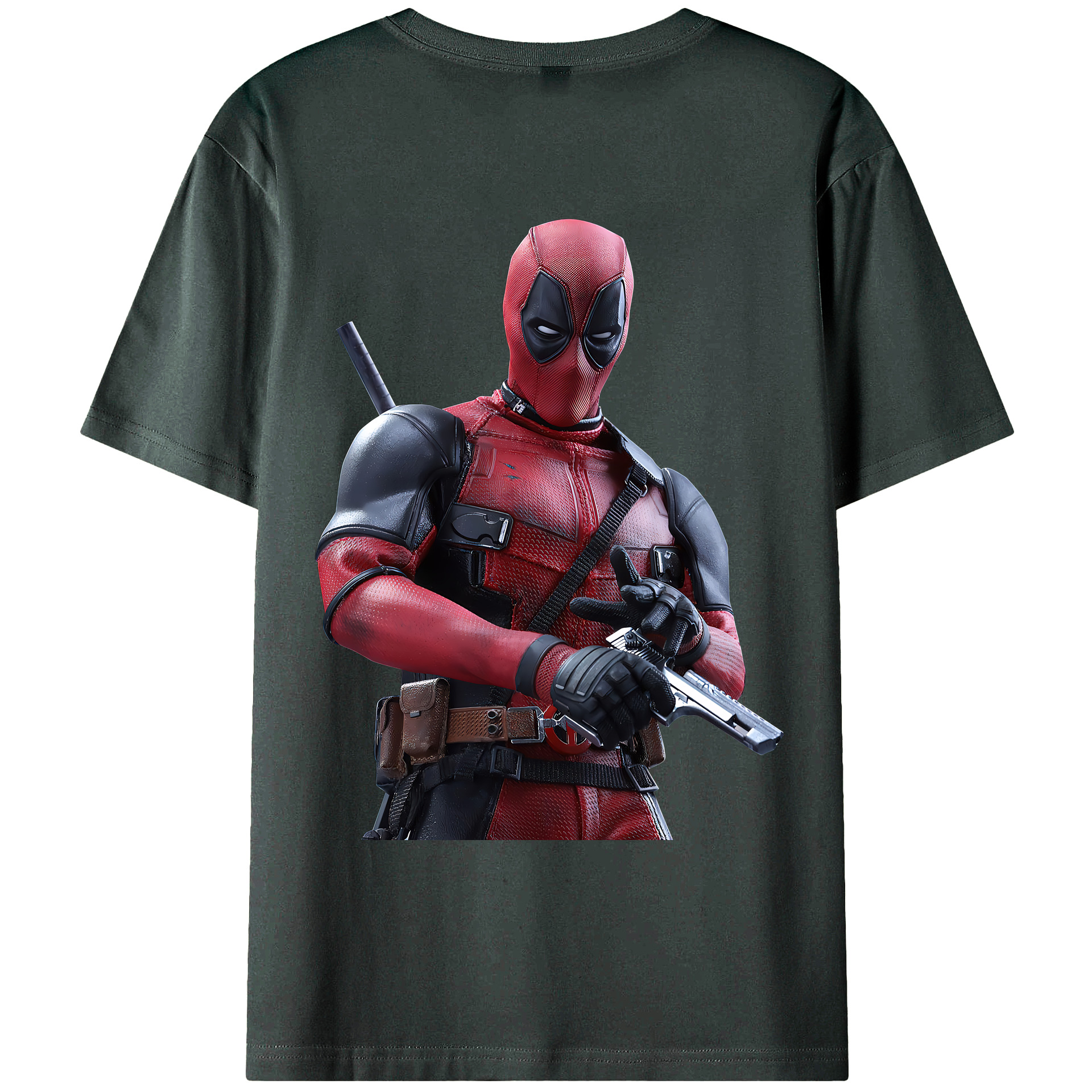 （画像用） Deadpool デッドプール 綿100％ メンズ半袖Tシャツ（バックプリント） 通気性